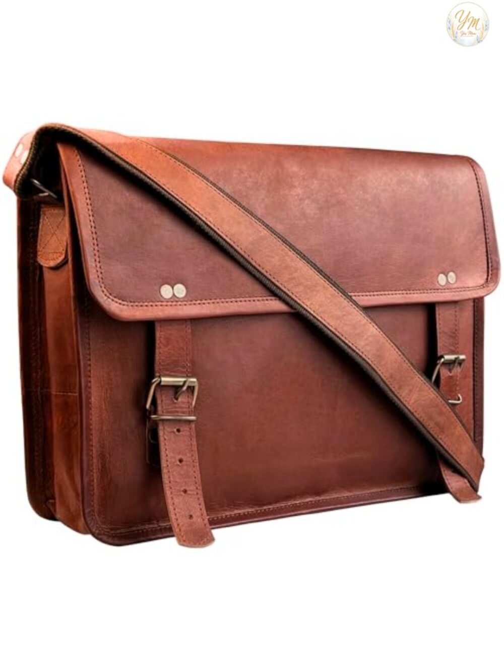 Full Grain Leather Messenger Bag for Men Women Laptop Shoulder Satchel